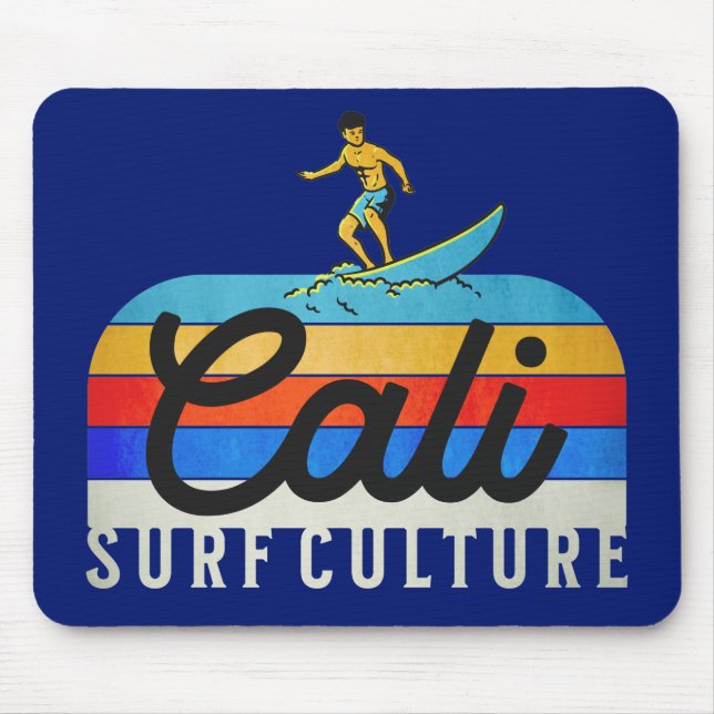 Cali Surf Culture Retro Style Mouse Mat (Front)