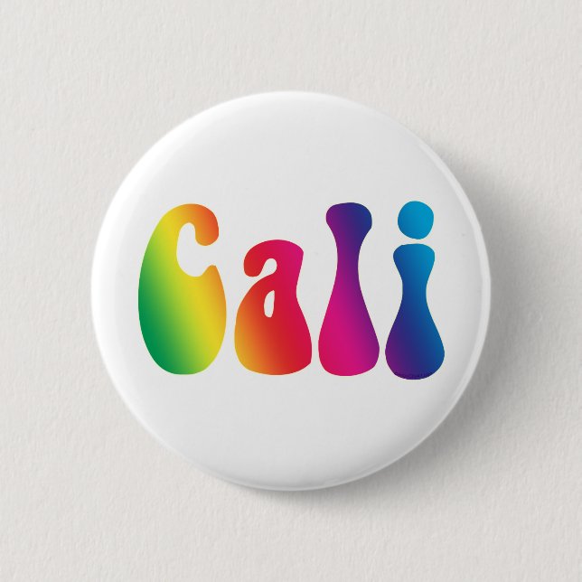Cali Tie-Dye California Hippie Logo 6 Cm Round Badge (Front)