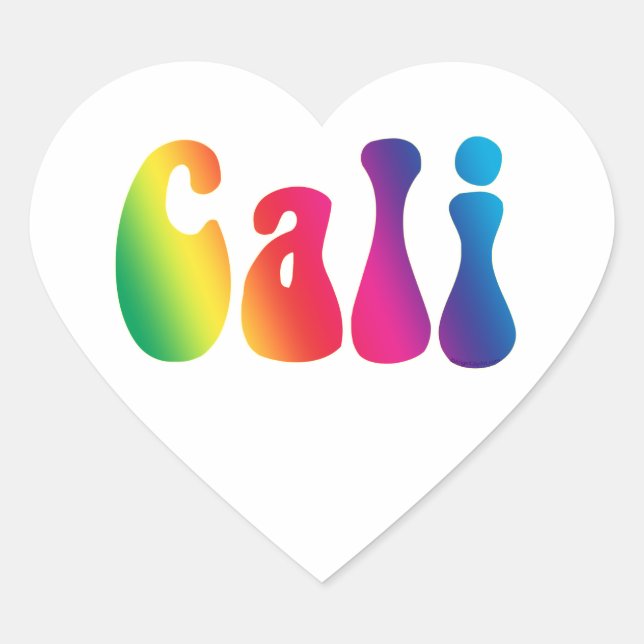 Cali Tie-Dye California Hippie Logo Heart Sticker (Front)