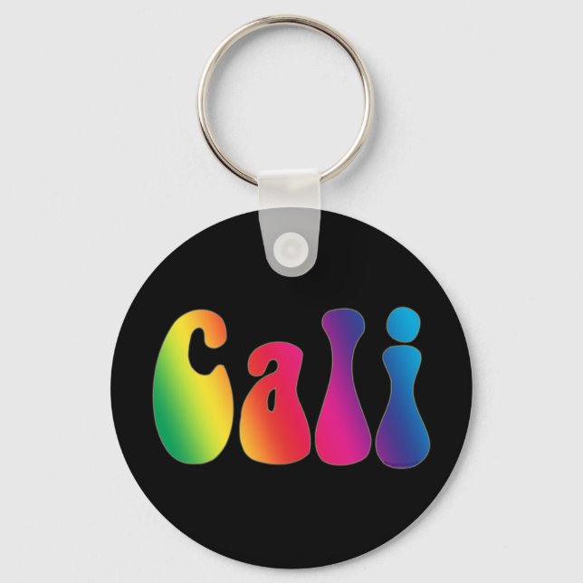 Cali Tie-Dye California Hippie Logo Key Ring (Front)