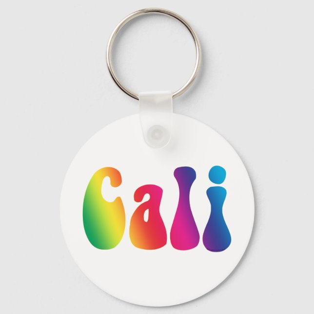 Cali Tie-Dye California Hippie Logo Key Ring (Front)