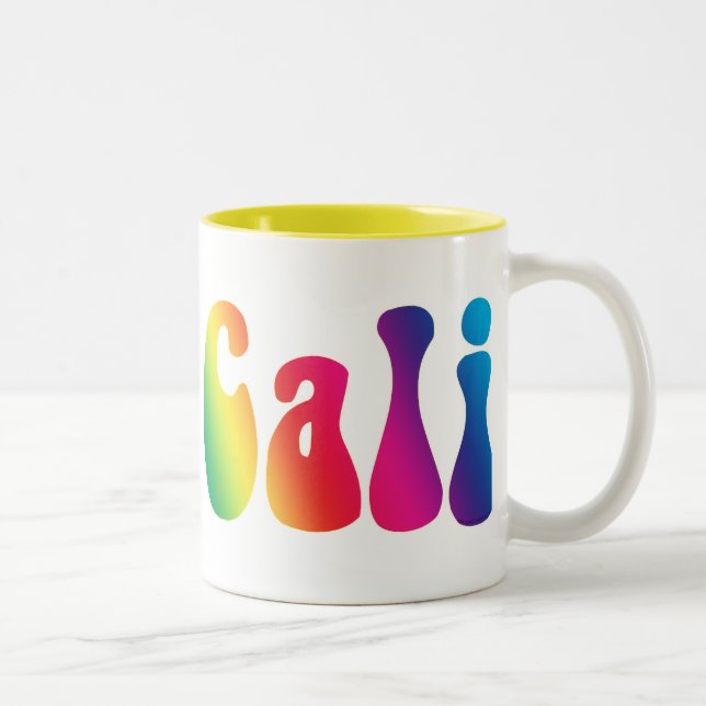 Cali Tie-Dye California Hippie Logo Two-Tone Coffee Mug (Right)