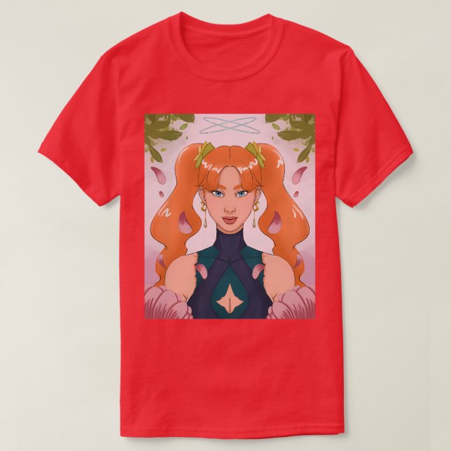 Cali young redhead woman spring flowers T-Shirt (Design Front)