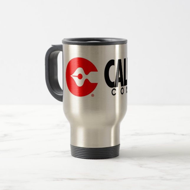 Calibre Comics XL logo travel mug (Front Left)