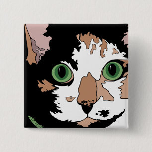 Calico Cat 15 Cm Square Badge