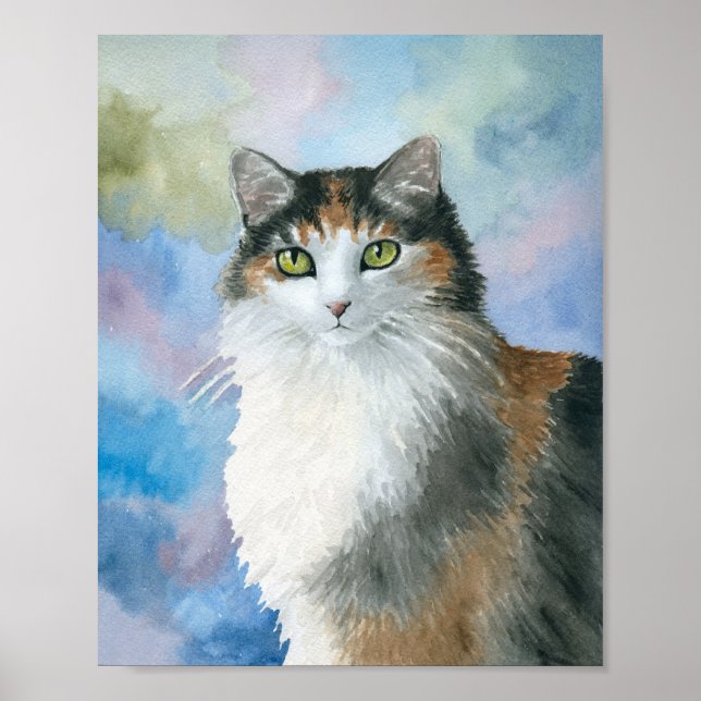 Calico Cat 572 Tortie Tortoise shell blue Poster (Front)