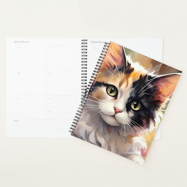 Calico Cat and Butterflies in Spring Garden Planner (Display)