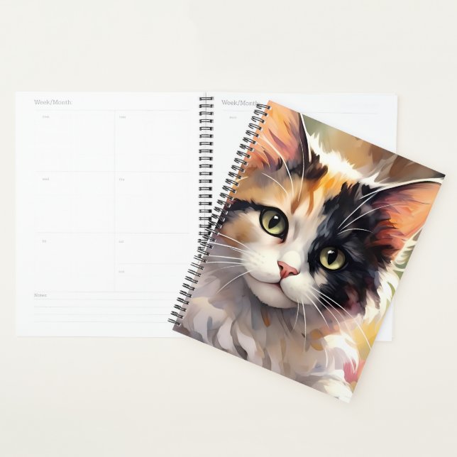 Calico Cat and Butterflies in Spring Garden Planner (Display)