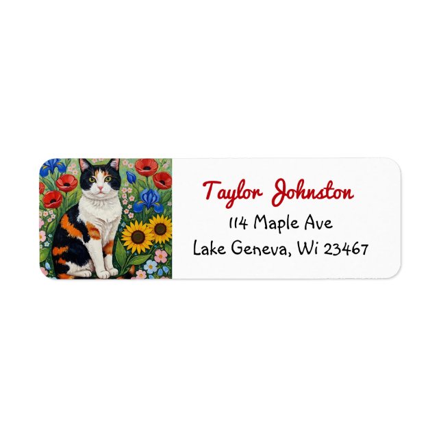 Calico Cat and Folk Art Sunflowers (Front)
