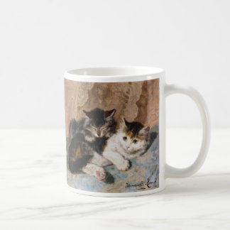 Calico Cat and Grey Kitten Fine Art Painting Coffee Mug