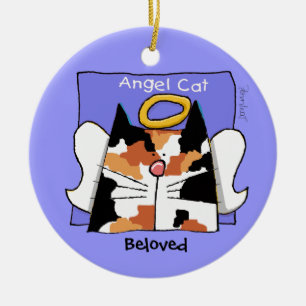 Calico Cat Angel Personalise Ceramic Tree Decoration
