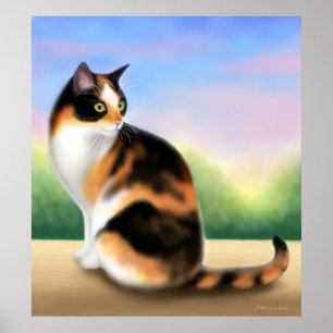 Calico Cat at Sunset Poster
