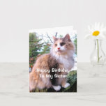 Calico Cat Birthday Sister Card<br><div class="desc">This birthday card for your cat-loving sister features a beautiful long-haired calico cat sitting on a tree stump in the fall. The cat's colours are butterscotch, grey, and white. On the front, the text says, "Happy Birthday To My Sister". The message inside the card says, "Wishing you all the love...</div>