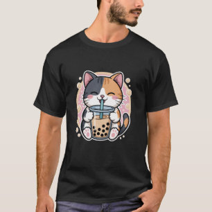 Calico Cat Boba Tea Bubble Tea Anime Kawaii Neko  T-Shirt