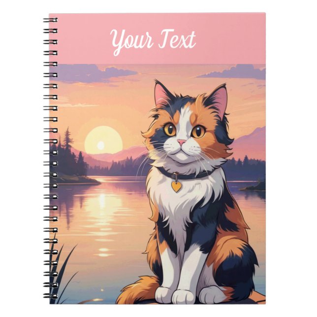 Calico Cat by Lake Notebook (Front)