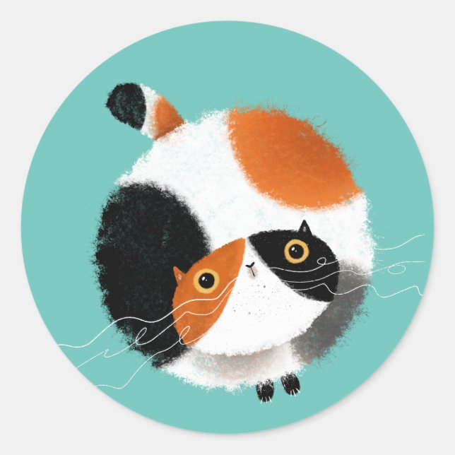 Calico Cat Classic Round Sticker (Front)