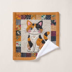 Calico Cat Faux Quilt Wash Cloth