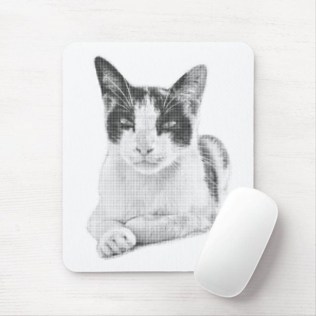 Calico Cat Halftone Mouse Mat (With Mouse)