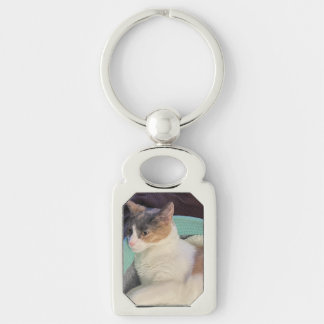 Calico Cat in Cat Bed Key Ring