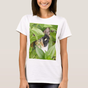 Calico Cat in the Zinnias T-Shirt