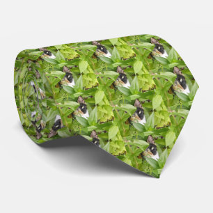 Calico Cat in the Zinnias Tie