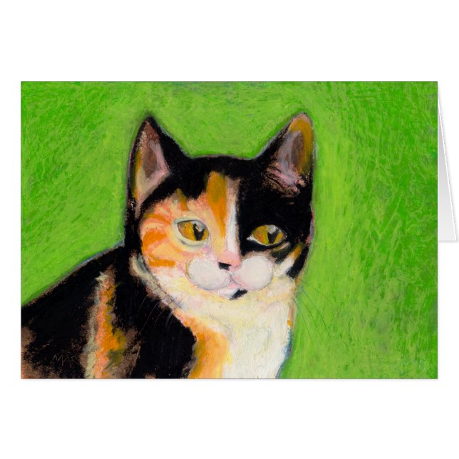 Calico cat kitten art fun cute original drawing (Front Horizontal)