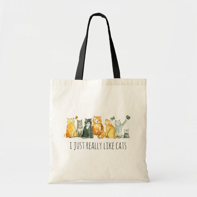 Calico Cat Lady Lover Watercolor Pet Tote Bag (Front)