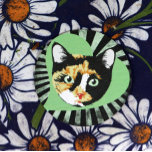 Calico cat love round paper coaster<br><div class="desc">heart cats</div>