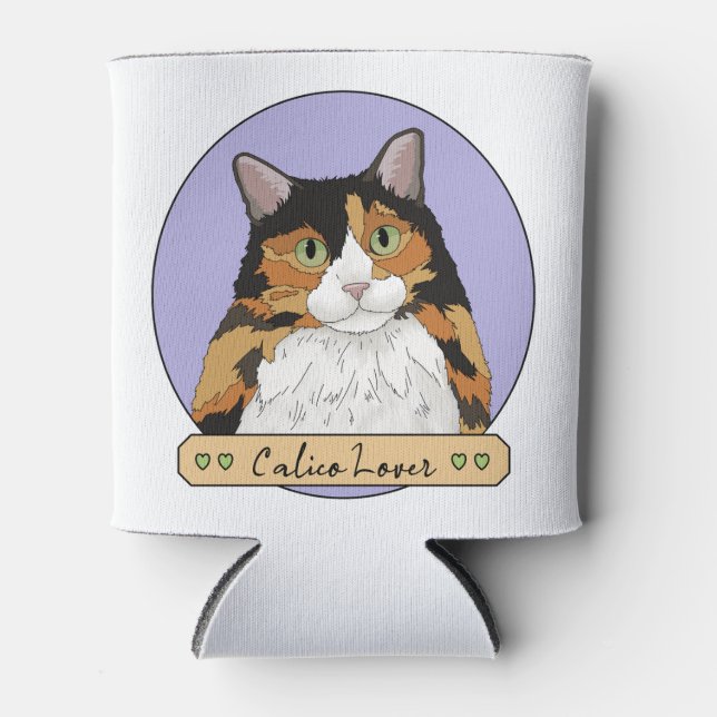 Calico Cat Lover Can Cooler (Front)