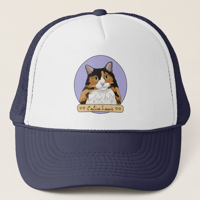 Calico Cat Lover Trucker Hat (Front)
