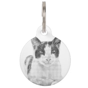 Calico Cat Minimal Halftone Pet Tag