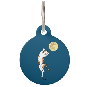 Calico Cat Moon Dancing Pet ID Tag