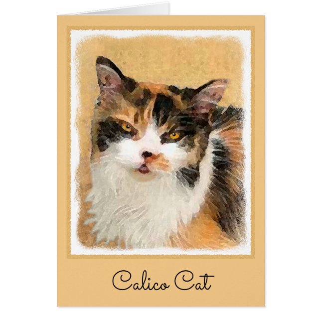 Calico Cat Painting - Cute Original Cat Art (Front)