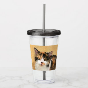 Calico Cat Painting - Cute Original Cat Art Acrylic Tumbler