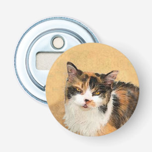 Calico Cat Painting - Cute Original Cat Art Bottle Opener