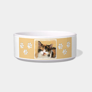 Calico Cat Painting - Cute Original Cat Art Bowl