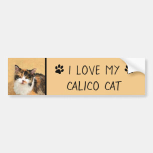 Calico Cat Painting - Cute Original Cat Art Bumper Sticker
