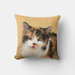Calico Cat Painting - Cute Original Cat Art Cushion