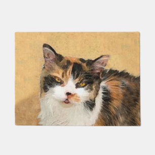 Calico Cat Painting - Cute Original Cat Art Doormat