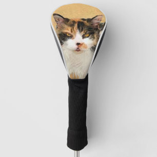 Calico Cat Painting - Cute Original Cat Art Golf Head Cover