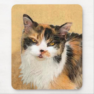 Calico Cat Painting - Cute Original Cat Art Mouse Mat