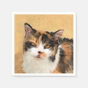Calico Cat Painting - Cute Original Cat Art Napkin