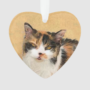Calico Cat Painting - Cute Original Cat Art Ornament