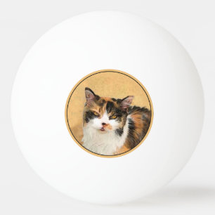 Calico Cat Painting - Cute Original Cat Art Ping Pong Ball