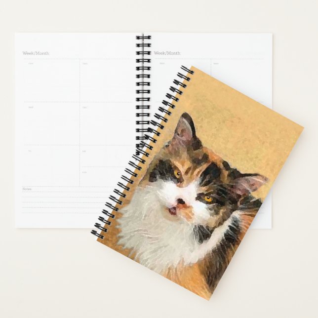 Calico Cat Painting - Cute Original Cat Art Planner (Display)