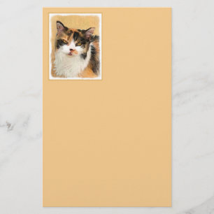 Calico Cat Painting - Cute Original Cat Art Stationery
