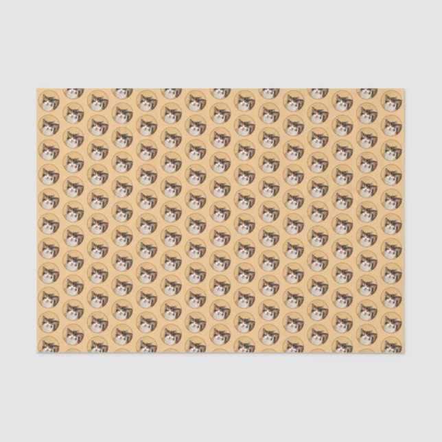 Calico Cat Painting - Cute Original Cat Art Tissue Paper (Front)