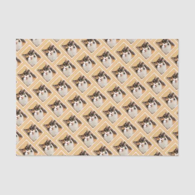 Calico Cat Painting - Cute Original Cat Art Tissue Paper (Front)