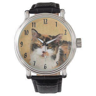 Calico Cat Painting - Cute Original Cat Art Watch