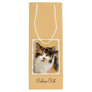 Calico Cat Painting - Cute Original Cat Art Wine Gift Bag